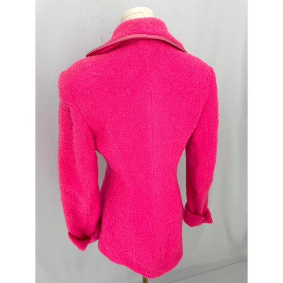 y2k vintage hot pink oversized collar unique statement wool coat made in Italy - Picture 6 of 7